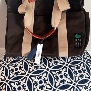 Dooney & Bourke Tan and Brown Tote with Geometric Design